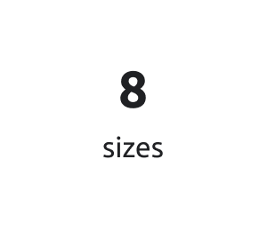 White square with text that reads "8 sizes"